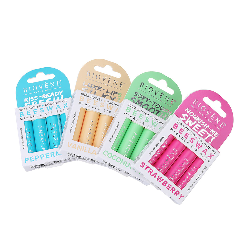 BEESWAX STRAWBERRY Extra-Moisturizing Miracle Lip Balm for Dryness, Cracking & Chapping, 4 pack