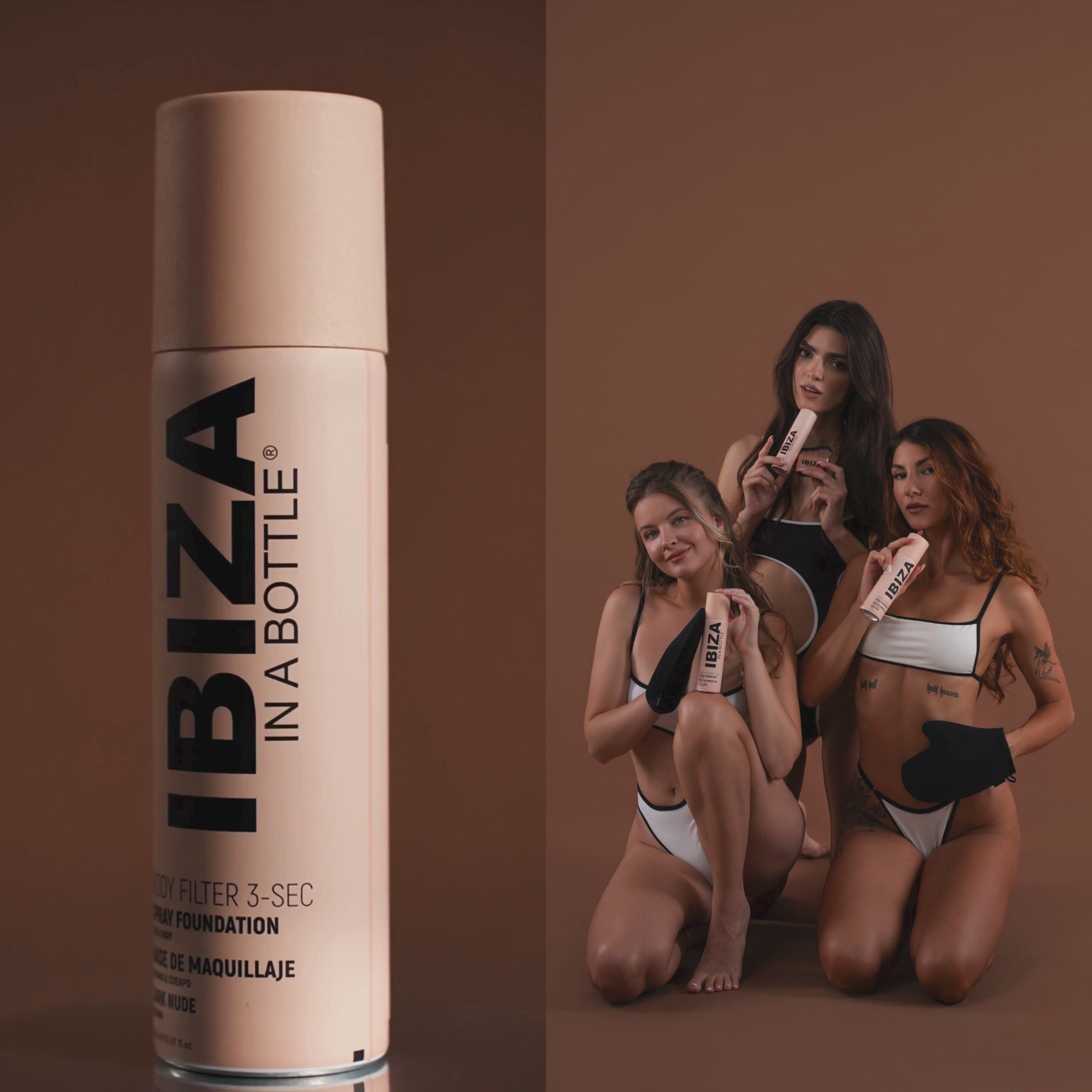 IBIZA 3-SEC BODY FILTER Dark Nude Anti-Aging Instant Spray-on Leg & Body Foundation Advanced Skincare