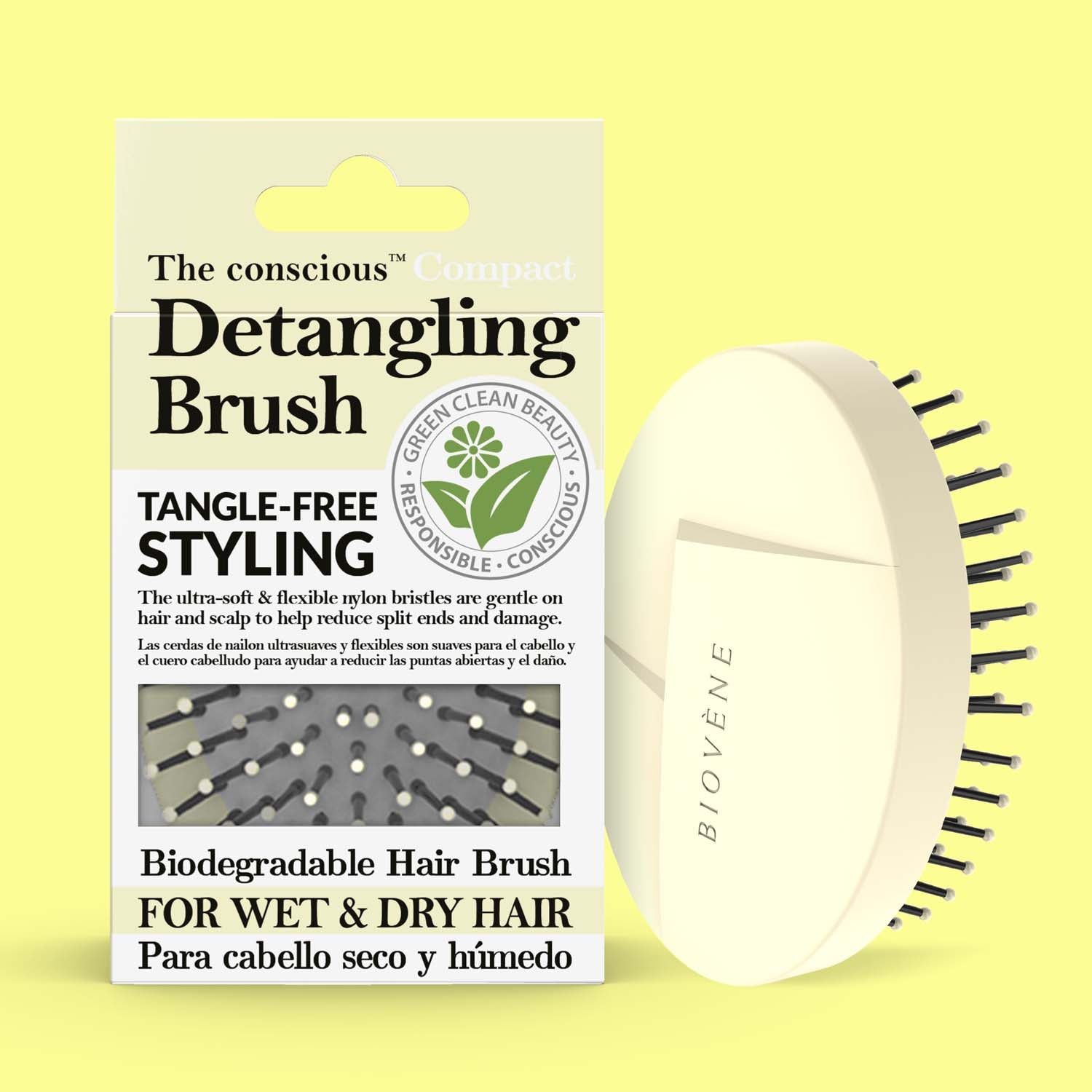 The conscious™ Compact Detangling Brush, Biodegradable