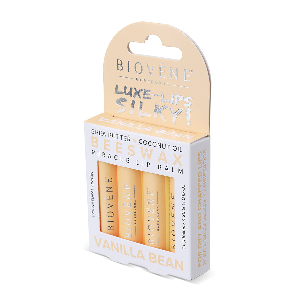 BEESWAX VANILLA BEAN Extra-Moisturizing Miracle Lip Balm for Dryness, Cracking &amp; Chapping, 4 pack