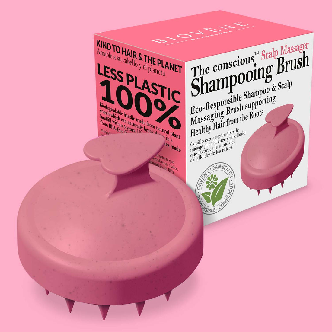 The conscious™ Biodegradable Scalp Massager, Shampooing Brush - PINK